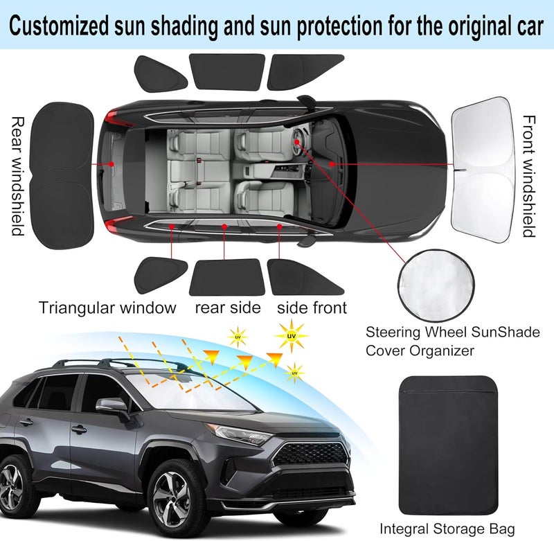 TINGLU Window Shades for Toyota RAV4 2019-2024 2025 Accessories Car Side Full Windows Rear Triangular Windshield Sun Shade Sun UV Rays & Privacy Protection for Camping,Napping,and Relaxing 8PCS - Image 3